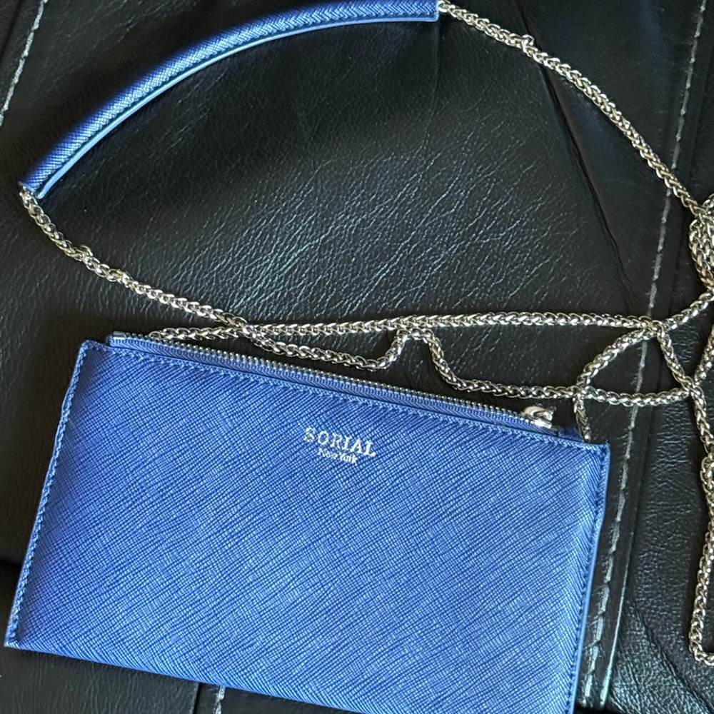Sorial Sapphire Blue Crossbody Wallet with Silver Chain